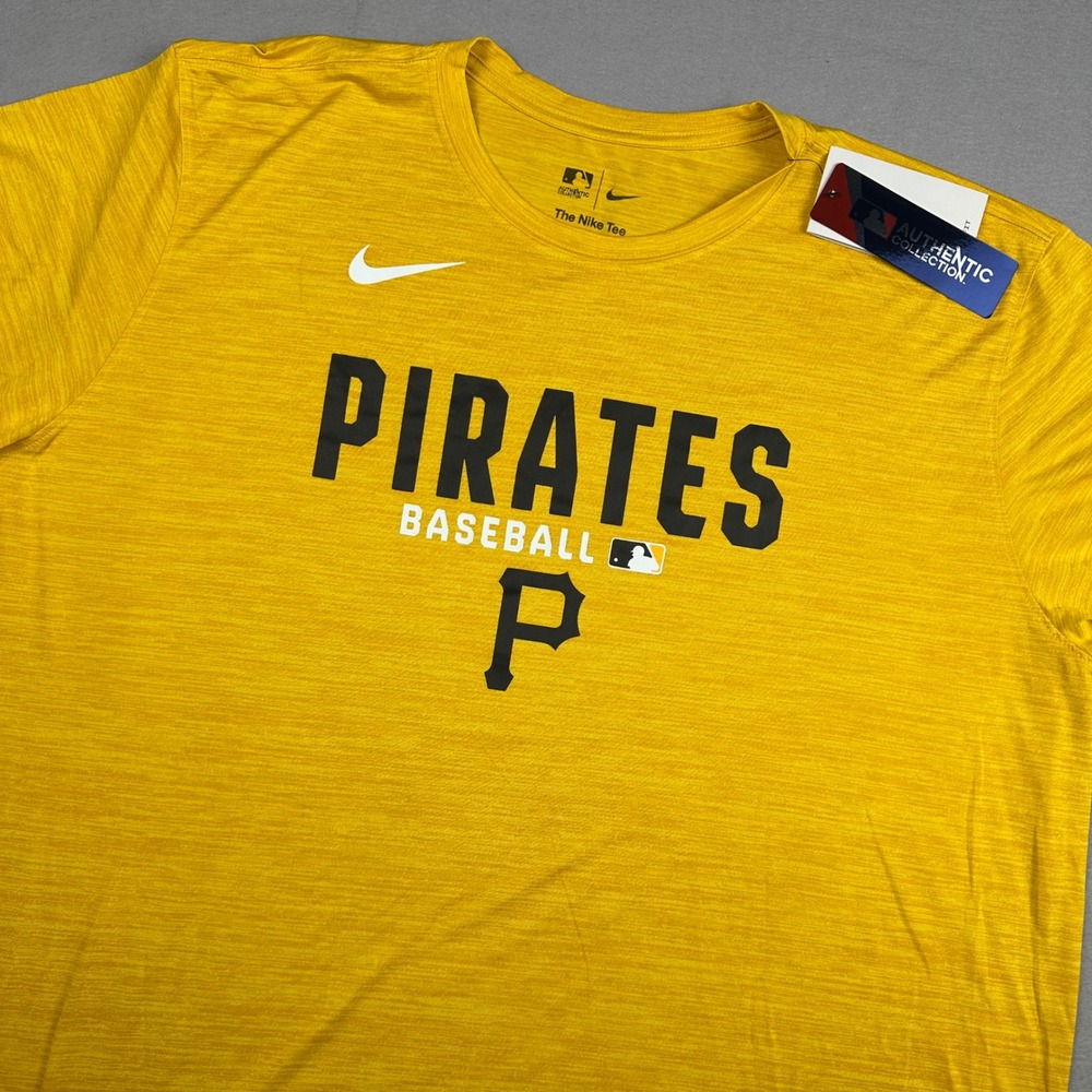 Nike Pittsburgh Pirates MLB Authentic Collection Dri-FIT Shirt Yellow XXL New